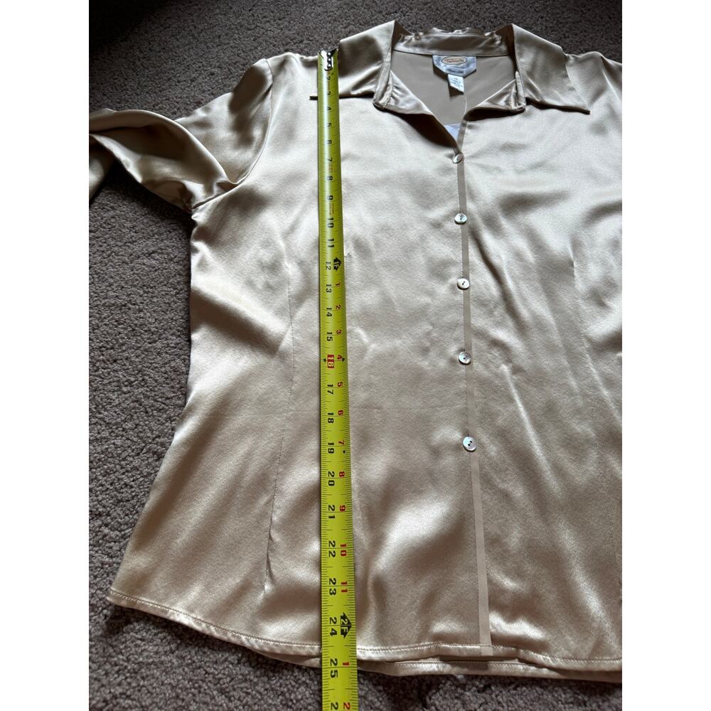 Talbots Pure Silk Dress Shirt Button Up Blouse Capsule Minimalist Office Siren - Picture 4 of 7